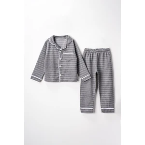 0043 5-8 Yaş Yakalı Kareli Pijama Takım