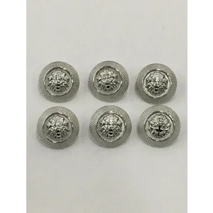 6 Adet 22 Mm (2.2 Cm) Aslan Desenli Gümüş Renk Trençkot Ve Blazer Ceket Düğmesi