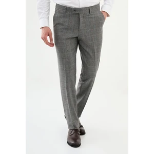 Ekoseli Gri Slim Fit Klasik Erkek Pantolon