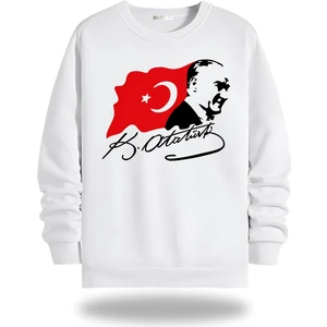 Gölge Store Atatürk Görselli Bisiklet Yaka Unisex Sweatshirt 798
