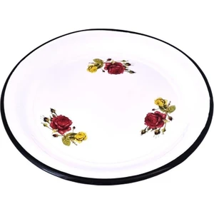 Emaye Market Emaye Sini Dekorlu Nostalji Emaye Sofra Çay Tepsisi Meyvelik 50 cm