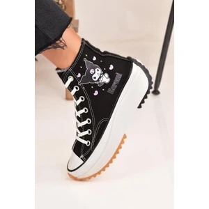 Kuromi Baskılı Siyah Bilekli Spor Ayakkabı Sneakers