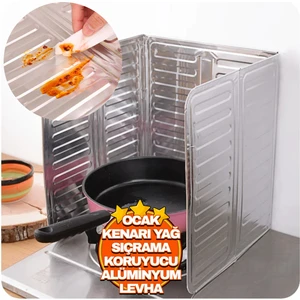 Ocak Yağ Sıçrama Koruyucu Katlanır Alüminyum Levha -Kolay Silinir Piknik Tüpü Rüzgar Önleyici Panel