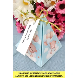 Emtory Home 30 Adet Balonlu Ayıcıklı Mavi Piramit Kutu