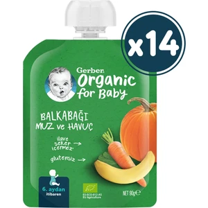 Organik muzlu ve Havuçlu Balkabağı Püresi 90G x 14 Adet