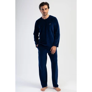 Erkek Uzun Kol Kadife Indigo Pijama Takım C0T0N1O304