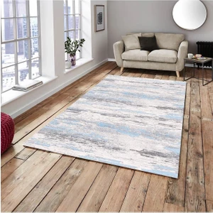 Mavi Firuze Model Ipek Kadife Lastikli Halı Örtüsü 6m2-200x300