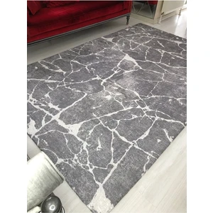 Gri Mermer Model Ipek Kadife Lastikli Halı Örtüsü 4 M2 - 160x230