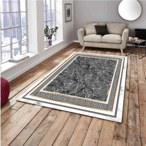 Ipek Kadife Lastikli Halı Örtüsü Yeni Mermer 4 M2 - 160x230