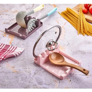 Beray Home Tezgah Üstü Kapak Tutucu ve Kaşıklık Tencere Kapağı Standı Kirli Kaşıklık Kepçe Altlığı