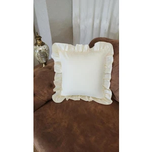 Milano Fırfırlı Kırlent Kılıfı Kare Bohem Krem