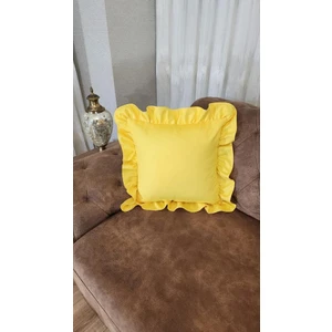 Milano Fırfırlı Kırlent Kılıfı Kare Bohem Sarı