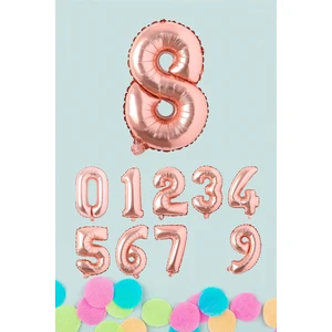 Rose Gold Rakam Folyo Balon Rose Gold Sayı Balonlar 16 Inç 40 cm