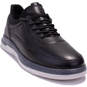 DMA08-630 Siyah Ortopedik Günlük Erkek Deri Ayakkabı