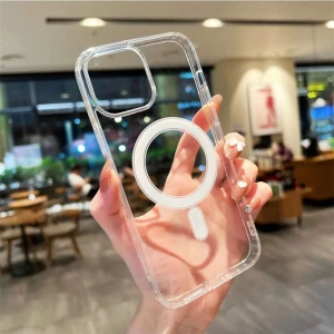 Apple iPhone 16 Pro Kılıf Magsafe Şarj Özellikli Şeffaf Sert PC Redclick Embos Kapak