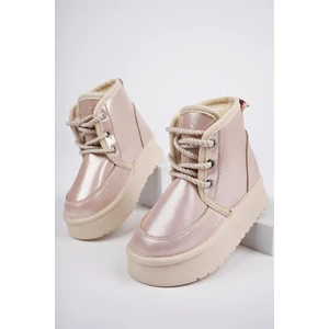 Puffy Kalın Taban Içi Tüylü Bağcıklı Günlük Yarım Çocuk Bot