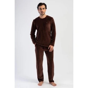 Erkek Uzun Kol Kadife Kahve Pijama Takım C8T9N0O304