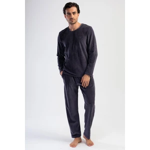 Erkek Uzun Kol Kadife Füme Pijama Takım C3T1N1O304