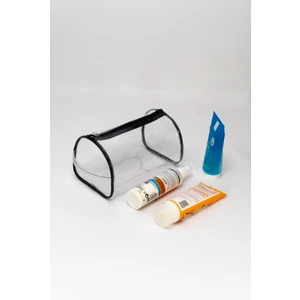 Rof Bag Valiz Tip El Tutmalı Bakım Çantası - Şeffaf Makyaj Çantası - Siyah Renk - Tatil - Plaj - Kozmetik - Makyaj