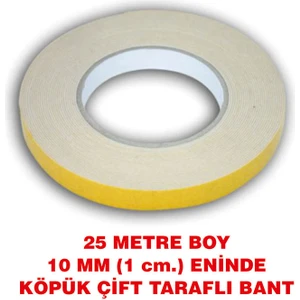 Çift Taraflı İçi Köpüklü Bant (25 Metre Uzunlukta 10 Mm-1 Cm Eninde)
