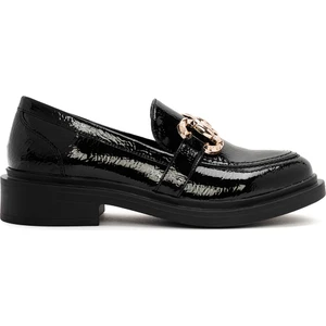 Kadın Siyah Toka Detaylı Rugan Maskülen Loafer 24WFE401316
