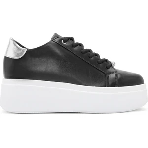 Kadın Siyah Bağcıklı Kalın Tabanlı Sneaker 24WFE220914