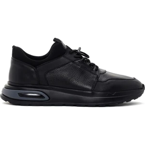 Erkek Siyah Bağcıklı Deri Casual Sneaker 24WFD6763FT
