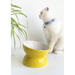 Seramik Yavaş Yeme Kedi Mama Kabı(Sarı)