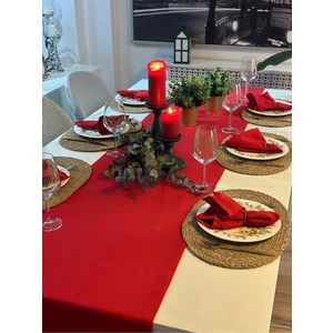 Decamor Home Pamuklu Leke Tutmaz Kırmızı Uzun Runner Yılbaşı Runner