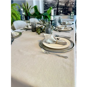 Decamor Home Keten Dokulu Simli Gri Masa Örtüsü