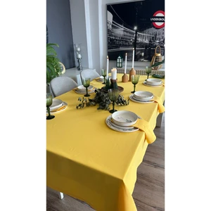 Decamor Home Pamuk Keten Leke Tutmaz Kumaş Sarı Masa Örtüsü