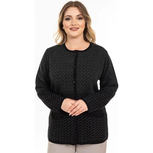 Yeni Sezon Kadın Triko Örgü Sıkı Dokuma Düğmeli Desenli Anne Kışlık Hırka 2435-HAKI Yeşili