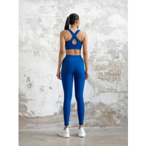 Saks Mavi Ekstra Yüksek Bel Toparlayıcı Spor Tayt