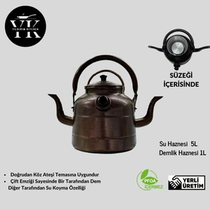 Yıldırım Kitchen Çift Taraflı -Kampçı, Avcı, Osmanlı, Muhabbet- Çaydanlık Büyük Boy (Kahverengi)