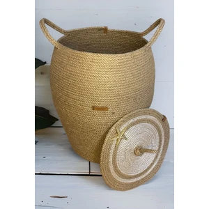 Ayşe Serhoşoğlu Home Design Hasır Sepet, Büyük Boy Kapaklı Dekoratif Sepet, Hediyelik Battal Boy Sepet,Çok Amaçlı Saklama Kutusu