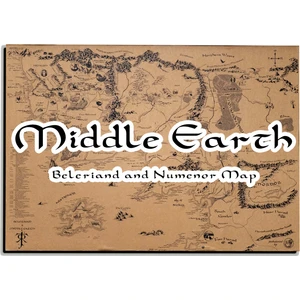 Talented Bear's Workshop Middle Earth, Beleriand ve Numenor Haritası (70*100CM), Lotr Orta Dünya Haritası, Tolkien Poster