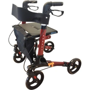 Ithal Lüks Alüminyum Rolatör 4 Tekerlekli Yürüteç Kırmızı