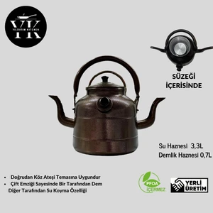 Yıldırım Kitchen Çift Taraflı -Kampçı, Avcı, Osmanlı, Muhabbet- Çaydanlık Orta Boy (Kahverengi)