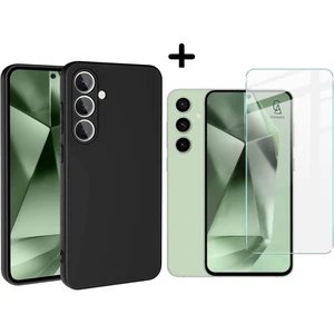 Samsung Galaxy S24 Fe Uyumlu Kılıf Esnek Silikon Telefon Kılıfı ve Temperli Cam Ekran Koruyucu