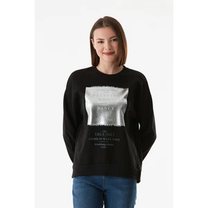 Baskılı Bisiklet Yaka Sweatshirt