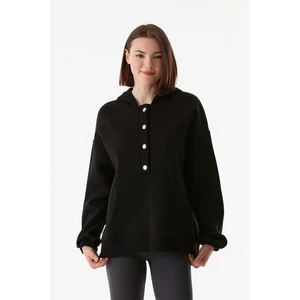 Çıtçıtlı Kanguru Cepli Kapüşonlu Sweatshirt