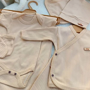 Bilge Trend Erkek Bebek Bej Natural 7 Parça Hastane Çıkışı , Zıbın Seti %100 Pamuk