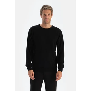 Siyah Erkek Kaşmir Karışımlı Bis Yaka Triko