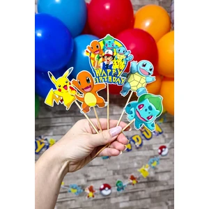 Pokemon Konsept Kürdan Süsleri Cupcake Süsleri  Büyük Boy 10LU Paket