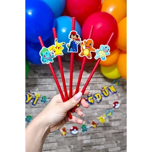 Pokemon Tema Pipet Süsleri 10LU  Pipet Paketi