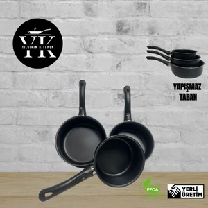 𝗬𝗶𝗹𝗱𝗶𝗿𝗶𝗺 𝗞𝗶𝘁𝗰𝗵𝗲𝗻 Sosluk (Sütlük) Kaçerola Tava 3'lü Set 12-14-16 cm