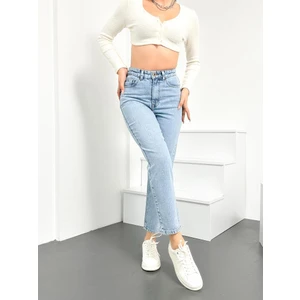 Hlt Jeans Mavi Kar Kadın Mom Jean Yüksek Bel Likrasız %100 Pamuk Kot Pantolon Anna-Mavikar