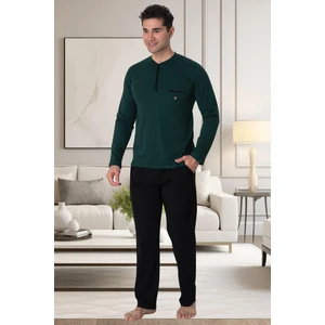 Mecit 2904 Yeşil %100 Pamuk Erkek Büyük Beden Pijama Takımı