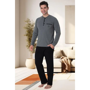 Mecit 2904 Gri %100 Pamuk Erkek Büyük Beden Pijama Takımı