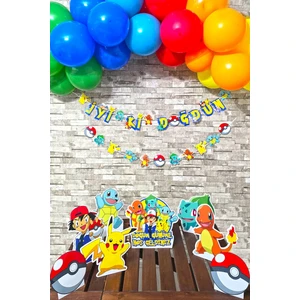 Pokemon Konsept Doğum Günü Balon Zinciri ve Süsleme Seti